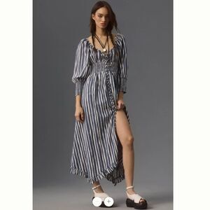 By Anthropologie Long-Sleeve Sweetheart Midi Dress